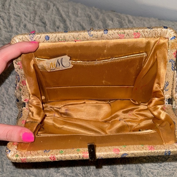 Vintage Gold Floral Clutch